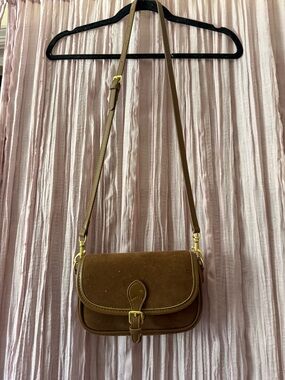 Brown Faux Suede Crossbody Bag